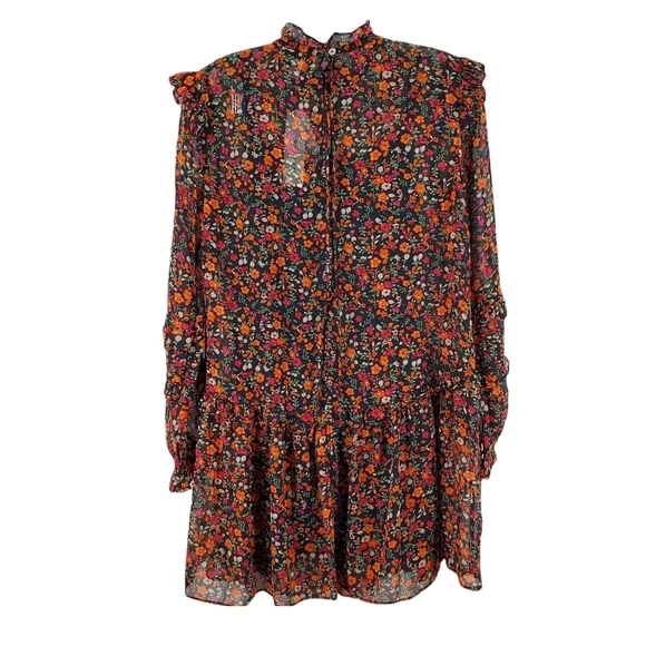 Topshop Mini Dress with Pintuck Detail in Ditsy Floral Long Sleeves Sz 6 NEW - Picture 5 of 9